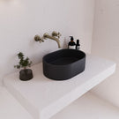 Angle Eight Quarters 400mm x 280mm Concrete Mini Pod Above Counter Basin - Charcoal EQCO2-C - The Blue Space