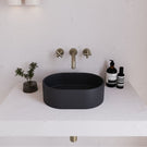 Top Eight Quarters 400mm x 280mm Concrete Mini Pod Above Counter Basin - Charcoal EQCO2-C - The Blue Space