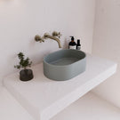 Angle Eight Quarters 400mm x 280mm Concrete Mini Pod Above Counter Basin - Grey EQCO2-G - The Blue Space