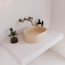 Angle Eight Quarters 400mm x 280mm Concrete Mini Pod Above Counter Basin - Oat EQCO2-O - The Blue Space