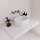 Angle Eight Quarters 400mm x 280mm Concrete Mini Pod Above Counter Basin - White EQCO2-W - The Blue Space