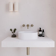 Front Eight Quarters 400mm x 280mm Concrete Mini Pod Above Counter Basin - White EQCO2-W - The Blue Space