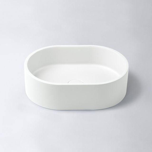 Eight Quarters 400mm x 280mm Concrete Mini Pod Above Counter Basin - White EQCO2-W - The Blue Space