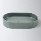 Eight Quarters 600mm x 350mm Fluted Concrete Pill Above Counter Basin - Sage Green EQFCO2-G - The Blue Space