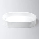 Eight Quarters 600mm x 350mm Fluted Concrete Pill Above Counter Basin - White EQFCO2-W - The Blue Space