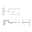 Technical Drawing Fienza Blanca Concrete Wall Hung Basin Rh Bowl 650 300x200mm Sage RB061SG - The Blue Space