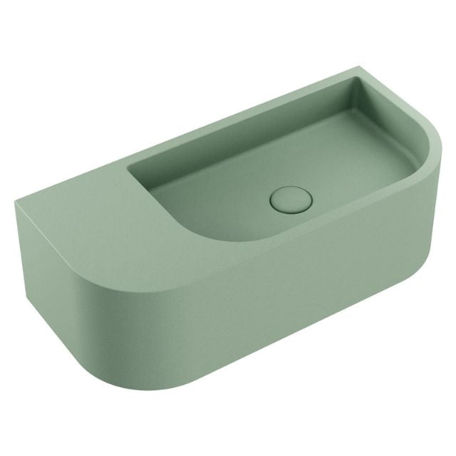 Fienza Blanca Concrete Wall Hung Basin Rh Bowl 650 300x200mm Sage RB061SG - The Blue Space