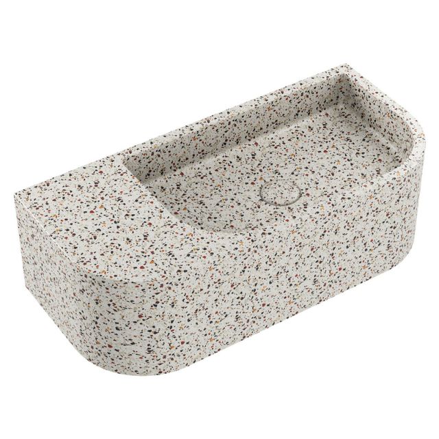 Fienza Blanca Concrete Wall Hung Basin Rh Bowl 650x300x200mm Terrazzo RB061TZ - The Blue Space