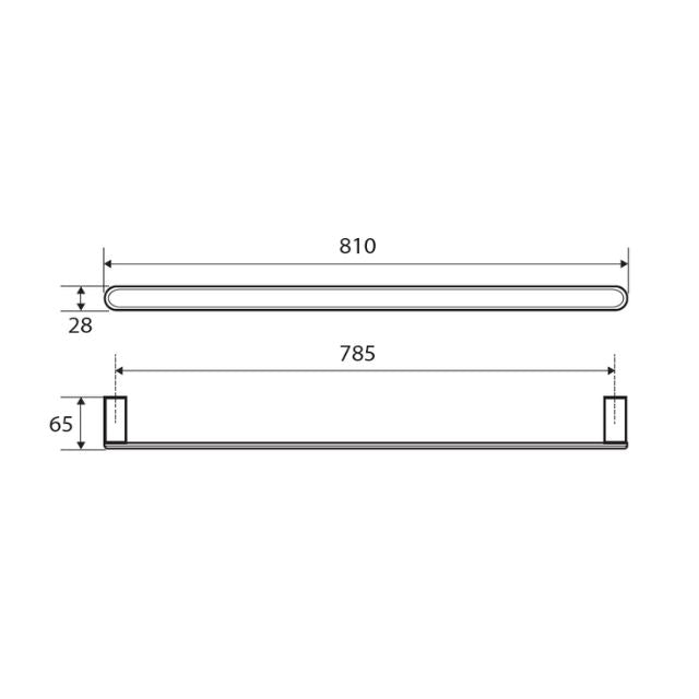 Technical Drawing Fienza Empire Single Towel Rail 810mm 88801810 - The Blue Space