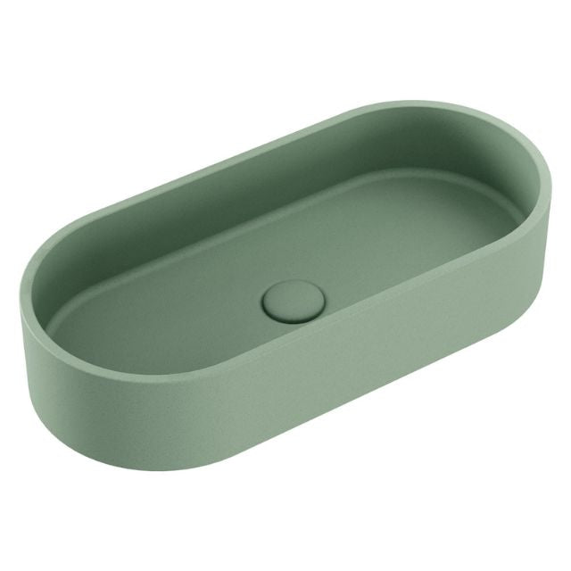 Fienza Jada Concrete Pill Basin Above Counter 600 x 280 x 120mm Sage RB013SG - The Blue Space