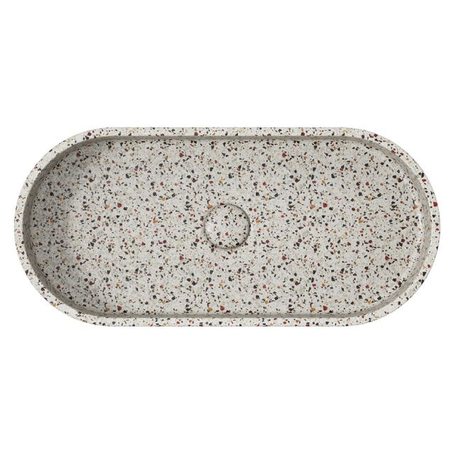 Top Fienza Jada Concrete Pill Basin Above Counter 600 x 280 x 120mm Terrazzo RB013TZ - The Blue Space