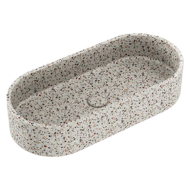 Fienza Jada Concrete Pill Basin Above Counter 600 x 280 x 120mm Terrazzo RB013TZ - The Blue Space