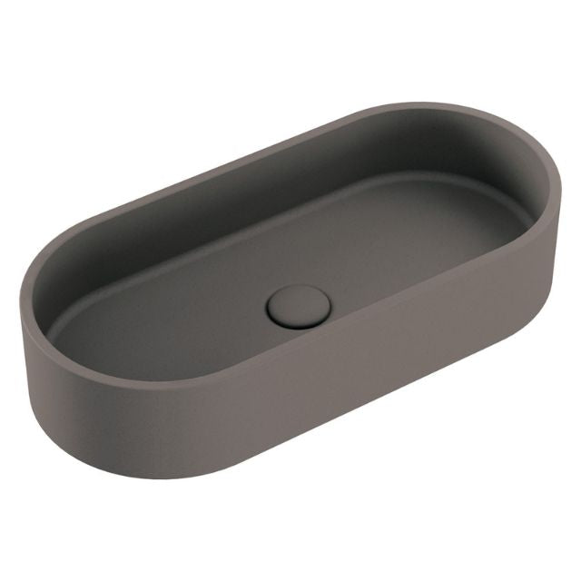 Fienza Jada Concrete Pill Basin Above Counter 600 x 280 x 120mm Warm Grey RB013 - The Blue Space