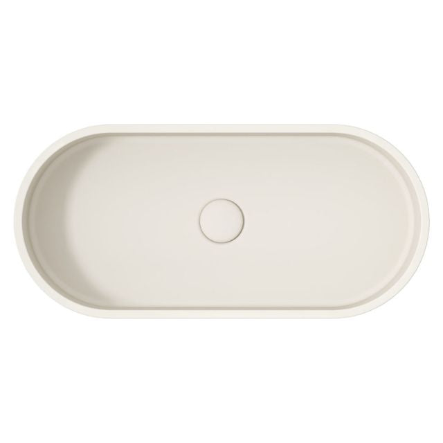 Top Fienza Jada Concrete Pill Basin Above Counter 600 x 280 x 120mm Warm White RB013W - The Blue Space