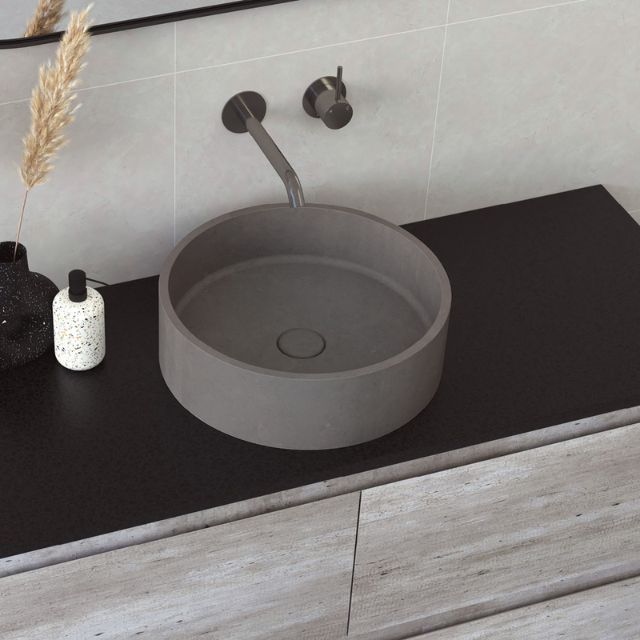 Buy Fienza Jada Concrete Round Basin Above Counter 390 x 120mm Warm Grey RB199 - The Blue Space