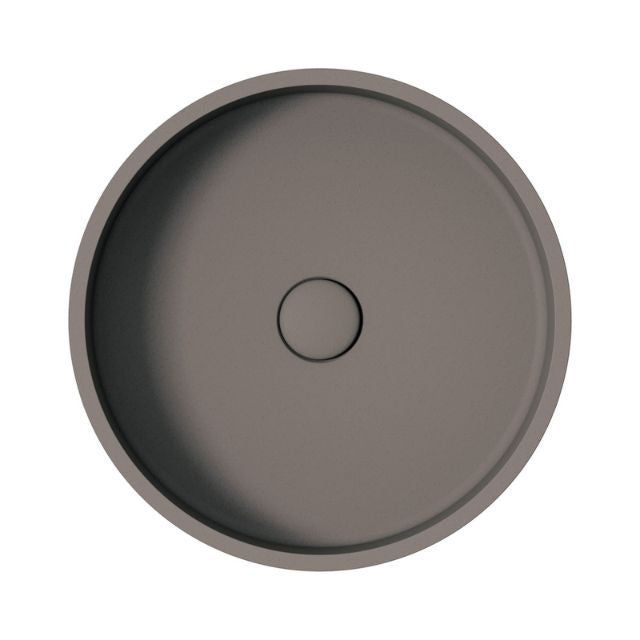 Top Fienza Jada Concrete Round Basin Above Counter 390 x 120mm Warm Grey RB199 - The Blue Space