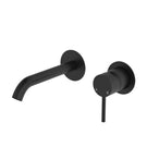 Fienza Kaya Basin/Bath Wall Mixer Set Round Plates 160mm Outlet Matte Black 228104B - The Blue Space