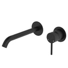 Fienza Kaya Basin/Bath Wall Mixer Set Round Plates 200mm Outlet Matte Black 228104B-200 - The Blue Space