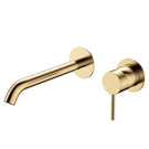 Fienza Kaya Basin/Bath Wall Mixer Set Round Plates 200mm Outlet Urban Brass 228104UB-200 - The Blue Space