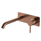 Fienza Kaya Basin/Bath Wall Mixer Set Soft Square Plate 200mm Outlet Brushed Copper 228106CO-200 - The Blue Space