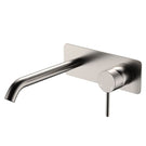 Fienza Kaya Basin/Bath Wall Mixer Set Soft Square Plate 200mm Outlet Brushed Nickel 228106BN-200 - The Blue Space