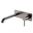 Fienza Kaya Basin/Bath Wall Mixer Set Soft Square Plate 200mm Outlet Gun Metal 228106GM-200 - The Blue Space