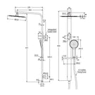 Technical Drawing Fienza Kaya Deluxe Twin Shower Brushed Nickel 455119BN - The Blue Space