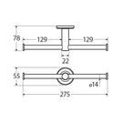 Technical Drawing Fienza Kaya Double Toilet Roll Holder Brushed Nickel 82809BN - The Blue Space