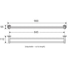 Technical Drawing Fienza Kaya Double Towel Rail, 900mm - Chrome 82808 - The Blue Space