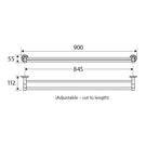 Technical Drawing Fienza Kaya Double Towel Rail 900mm Matte White 82808MW - The Blue Space