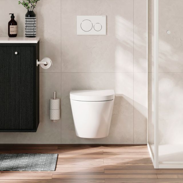 Lifestyle Fienza Kaya Dual Purpose Towel Rail/ Toilet Roll Holder Matte White 82805MW - The Blue Space