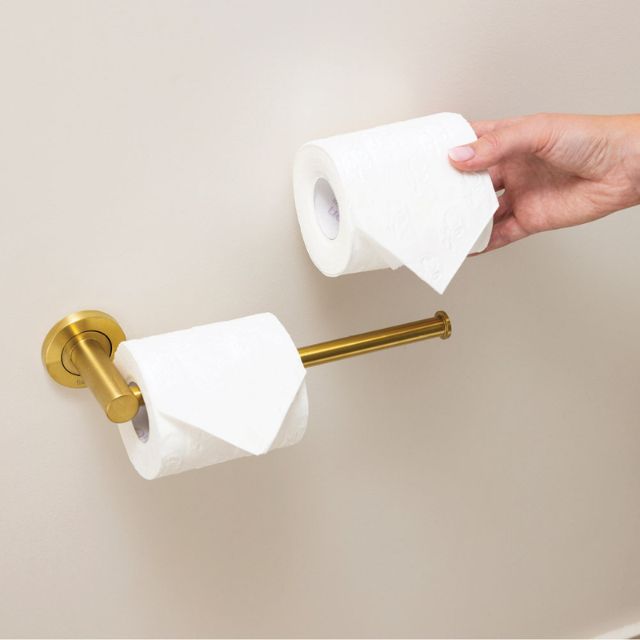 Lifestyle 4, Fienza Kaya Dual Purpose Towel Rail/Toilet Roll Holder Urban Brass 82805UB - The Blue Space