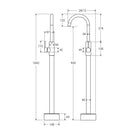 Technical Drawing Fienza Kaya Floor Mounted Mixer Brushed Nickel  213112BN - The Blue Space