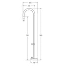 Technical Drawing Fienza Kaya Gooseneck Floor Mounted Bath Outlet Brushed Copper  SP8016CO - The Blue Space