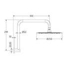 Technical Drawing Fienza Kaya Gooseneck Shower Arm Set Matte White 411125MW-A - The Blue Space