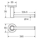 Technical Drawing Fienza Kaya Hand Towel Rail brushed Nickel 82805BN - The Blue Space