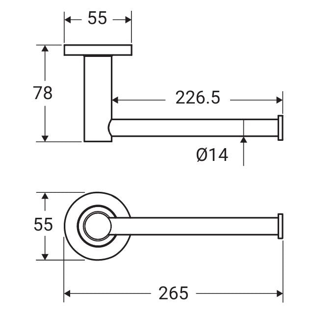 Technical Drawing Fienza Kaya Hand Towel Rail brushed Nickel 82805BN - The Blue Space