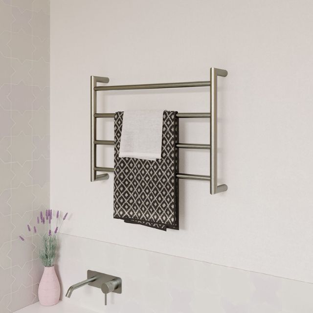 Lifestyle Fienza Kaya Heated Towel rail 600mm x 450mm Brushed Nickel 8286045BN - The Blue Space