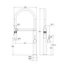 Technical Drawing Fienza Kaya Pull Down Sink Mixer Gun Metal  228109GM - The Blue Space