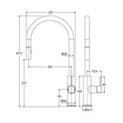 Technical Drawing Fienza Kaya Pull Out Sink Mixer Brushed Nickel 228108BN - The Blue Space