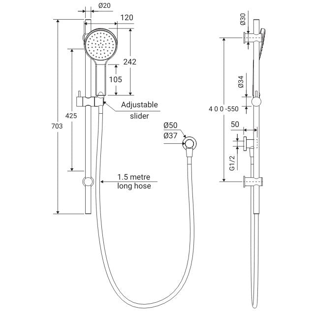 Fienza Kaya Rail Shower Chrome