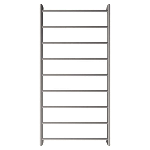 Front Fienza Kaya Round Heated Towel Rail 600X1200X100mm 9 Bars Gun Metal 82860120GM - The Blue Space