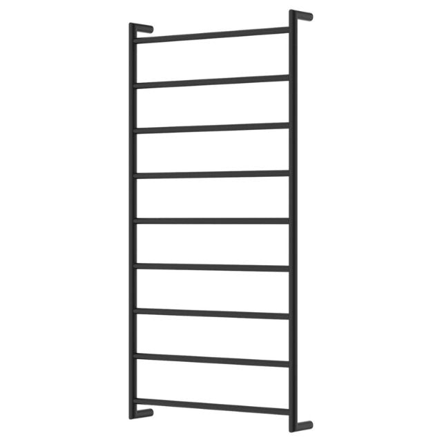 Fienza Kaya Round Heated Towel Rail 600X1200X100mm 9 Bars Matte Black 82860120MB - The Blue Space