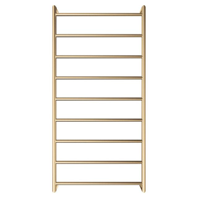 Front Fienza Kaya Round Heated Towel Rail 600X1200X100mm 9 Bars Urban Brass 82860120UB - The Blue Space