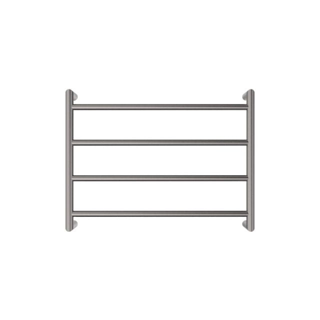 Front Fienza Kaya Round Heated Towel Rail 600X450X100mm 4 Bars Gun Metal 8286045GM - The Blue Space