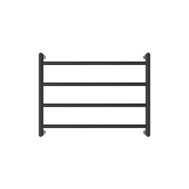 Front Fienza Kaya Round Heated Towel Rail 600X450X100mm 4 Bars Matte Black 8286045MB - The Blue Space