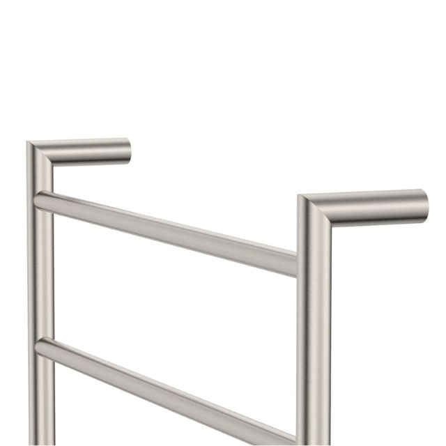 Angle Fienza Kaya Round Heated Towel Rail 600X800X100mm 6 Bars Brushed Nickel 8286080BN - The Blue Space