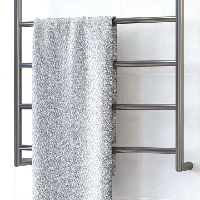 Shop Fienza Kaya Round Heated Towel Rail 600X800X100mm 6 Bars Gun Metal 8286080GM - The Blue Space