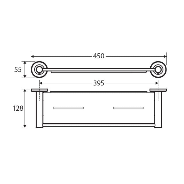 Technical Drawing Fienza Kaya Shower Shelf Brushed Copper 82807CO - The Blue Space