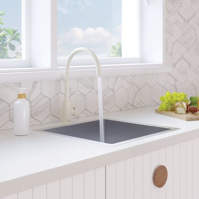 Lifestyle Fienza Kaya Sink Mixer Gloss Warm White 228105W - The Blue Space